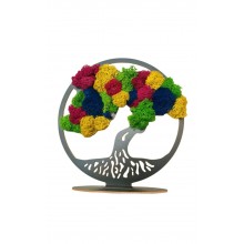 Ornament din Licheni Stabilizati Multicolori Copacul Vietii 20 cm diametru Model 3