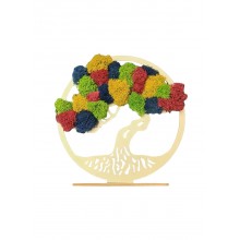 Ornament din Licheni Stabilizati Multicolori Copacul Vietii 20 cm diametru Model 4