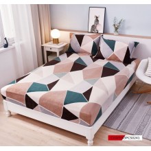 Set Husa de pat Cocolino cu elastic si 2 fete de perna pentru pat dublu 180 x 200 cm Forme geometrice
