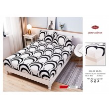 Set Husa de pat Cocolino cu elastic si 2 fete de perna pentru pat dublu 180 x 200 cm Black & white