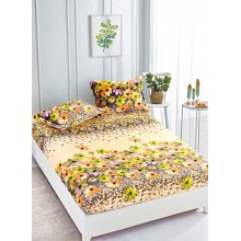 Set Husa de pat Cocolino cu elastic si 2 fete de perna pentru pat dublu 180 x 200 cm Floral style